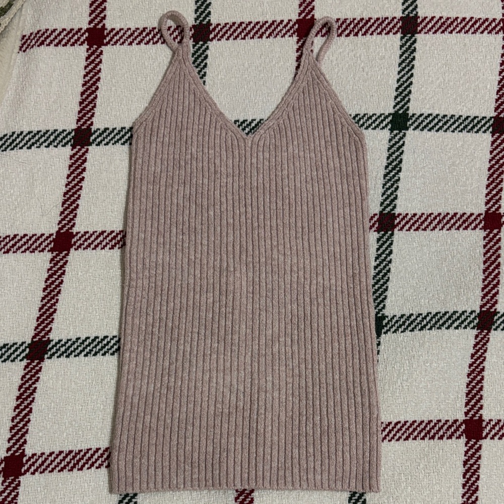 American Eagle Outfitters Ribbed Knit Top in Light Pink
